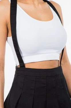 LOVE MODA NEW ARRIVALS Pleated Mini Skirt With Suspenders