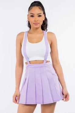 LOVE MODA NEW ARRIVALS Pleated Mini Skirt With Suspenders