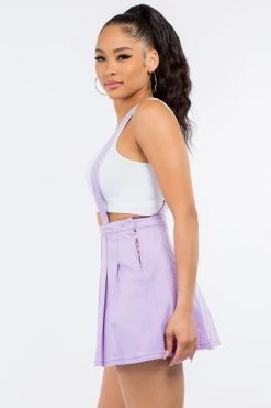 LOVE MODA NEW ARRIVALS Pleated Mini Skirt With Suspenders