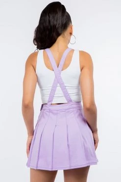 LOVE MODA NEW ARRIVALS Pleated Mini Skirt With Suspenders