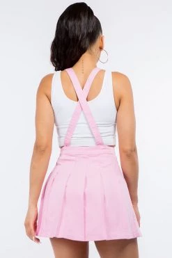 LOVE MODA NEW ARRIVALS Pleated Mini Skirt With Suspenders