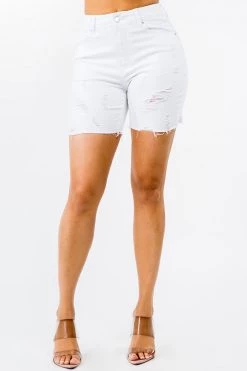 LOVE MODA High Rise Distressed Denim Shorts NEW ARRIVALS