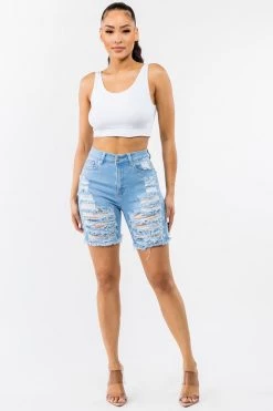 LOVE MODA Premium Modal Fabric High Waist Distressed Shorts 17 LOVE MODA Premium Modal Fabric High Waist Distressed Shorts