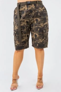 LOVE MODA High Waist Boyfriend Cargo Shorts - Plus Size