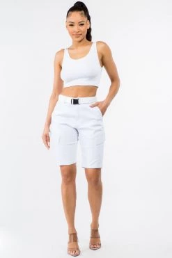 LOVE MODA High Waist Boyfriend Cargo Shorts