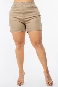 LOVE MODA High Waist Skinny Stretch Twill Shorts - Plus Size