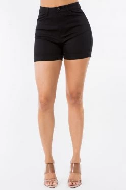 LOVE MODA High Waist Skinny Stretch Twill Shorts - Plus Size