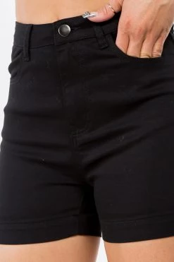 LOVE MODA High Waist Skinny Stretch Twill Shorts - Plus Size