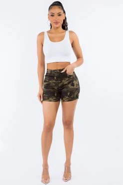 LOVE MODA High Waist Skinny Stretch Twill Shorts NEW ARRIVALS