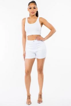 LOVE MODA High Waist Skinny Stretch Twill Shorts NEW ARRIVALS