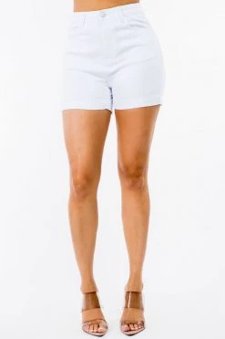 LOVE MODA High Waist Skinny Stretch Twill Shorts NEW ARRIVALS