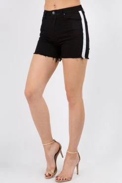 LOVE MODA High Rise Side Stripes Stretchy Shorts