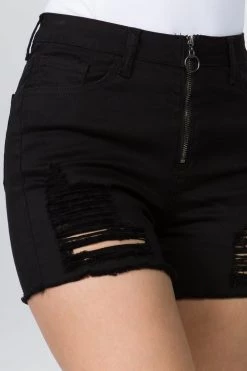 LOVE MODA Distressed Pull-Ring Color Shorts