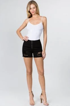 LOVE MODA Distressed Pull-Ring Color Shorts