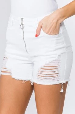 LOVE MODA Distressed Pull-Ring Color Shorts