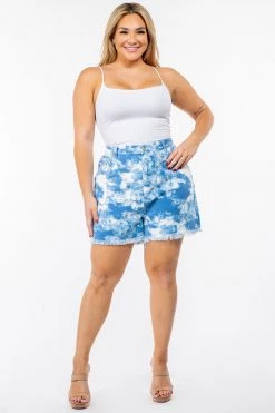 LOVE MODA High Waist Tie Dye Mini Shorts & Jacket Set - Plus Size