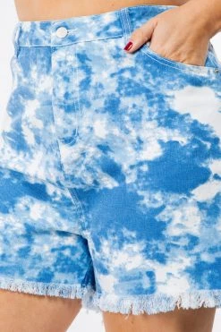 LOVE MODA High Waist Tie Dye Mini Shorts & Jacket Set - Plus Size