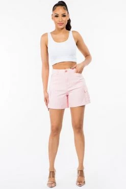 LOVE MODA High Waist Stretch Cargo Mini Shorts 42 LOVE MODA High Waist Stretch Cargo Mini Shorts