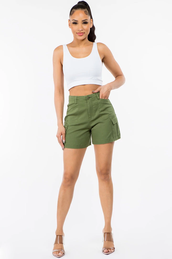 LOVE MODA High Waist Stretch Cargo Mini Shorts 3 LOVE MODA High Waist Stretch Cargo Mini Shorts