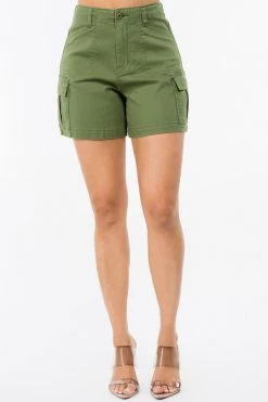 LOVE MODA High Waist Stretch Cargo Mini Shorts