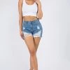 LOVE MODA High Rise Distressed Denim Shorts NEW ARRIVALS