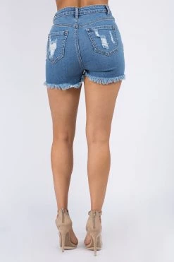 LOVE MODA High Rise Distressed Denim Shorts NEW ARRIVALS