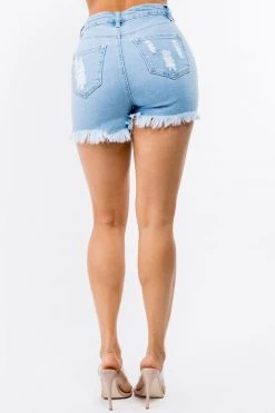 LOVE MODA High Rise Distressed Denim Shorts NEW ARRIVALS