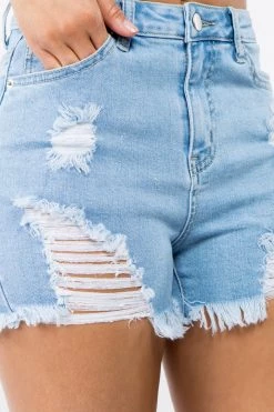 LOVE MODA High Rise Distressed Denim Shorts NEW ARRIVALS