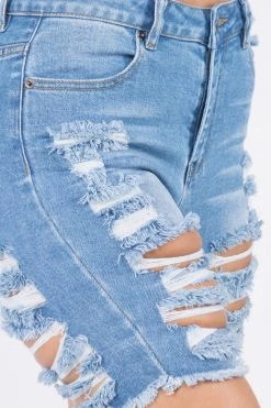 LOVE MODA High Rise Distressed Skinny Denim Shorts NEW ARRIVALS