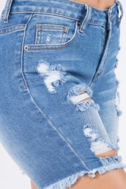 LOVE MODA High Rise Distressed Denim Shorts NEW ARRIVALS
