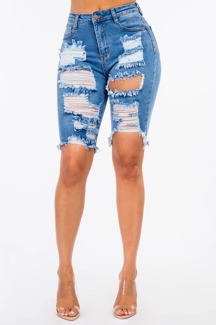 LOVE MODA High Rise Skinny Distressed Denim Bermuda Shorts NEW ARRIVALS 4 LOVE MODA High Rise Skinny Distressed Denim Bermuda Shorts NEW ARRIVALS