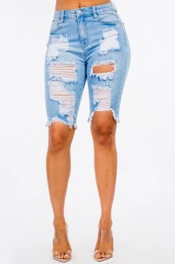 LOVE MODA High Rise Skinny Distressed Denim Bermuda Shorts NEW ARRIVALS 18 LOVE MODA High Rise Skinny Distressed Denim Bermuda Shorts NEW ARRIVALS