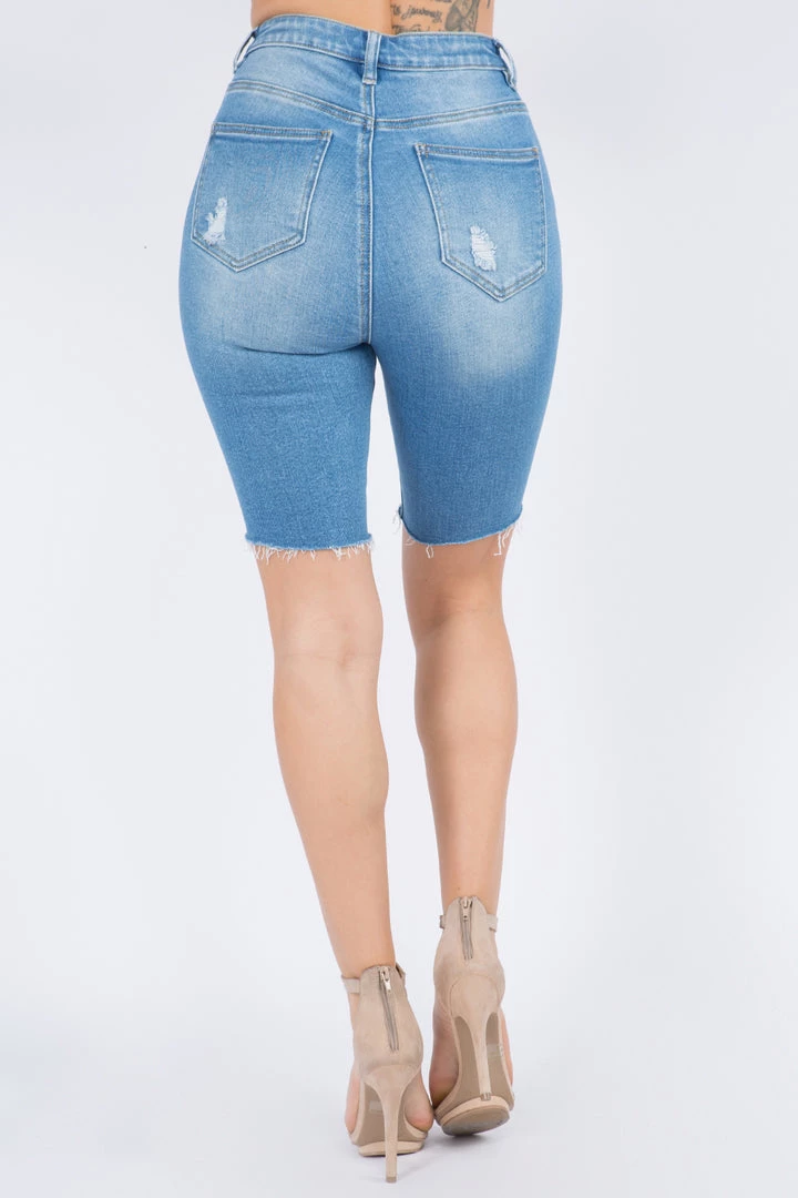 LOVE MODA Distressed Denim Skinny Bermuda Shorts 7 LOVE MODA Distressed Denim Skinny Bermuda Shorts