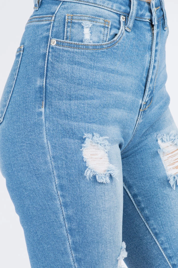 LOVE MODA Distressed Denim Skinny Bermuda Shorts 4 LOVE MODA Distressed Denim Skinny Bermuda Shorts