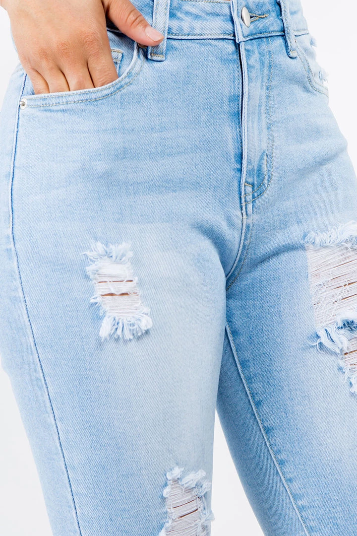 LOVE MODA Distressed Denim Skinny Bermuda Shorts 9 LOVE MODA Distressed Denim Skinny Bermuda Shorts