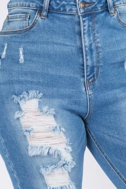 LOVE MODA High Rise Distressed Denim Shorts - Plus Size