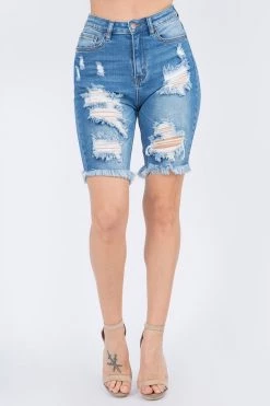 LOVE MODA NEW ARRIVALS High Rise Distressed Denim Shorts
