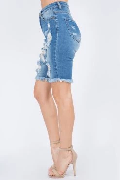 LOVE MODA NEW ARRIVALS High Rise Distressed Denim Shorts
