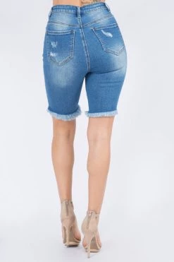 LOVE MODA NEW ARRIVALS High Rise Distressed Denim Shorts
