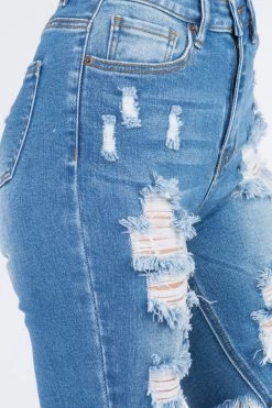 LOVE MODA NEW ARRIVALS High Rise Distressed Denim Shorts