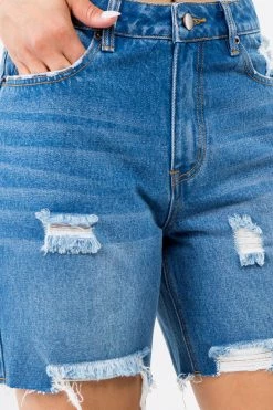 LOVE MODA High Waist Boyfriend Denim Shorts