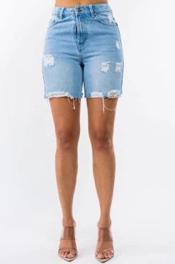 LOVE MODA High Waist Boyfriend Denim Shorts