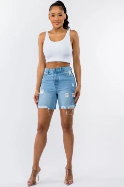 LOVE MODA High Waist Boyfriend Denim Shorts