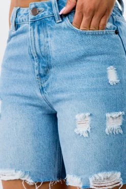 LOVE MODA High Waist Boyfriend Denim Shorts