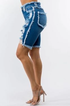 LOVE MODA NEW ARRIVALS High Rise Distressed Denim Shorts