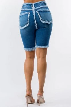 LOVE MODA NEW ARRIVALS High Rise Distressed Denim Shorts