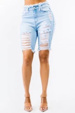 LOVE MODA NEW ARRIVALS High Rise Distressed Denim Shorts