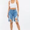 LOVE MODA NEW ARRIVALS High Waist Distressed Boyfriend Shorts