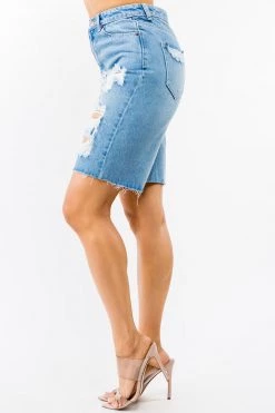 LOVE MODA NEW ARRIVALS High Waist Distressed Boyfriend Denim Shorts