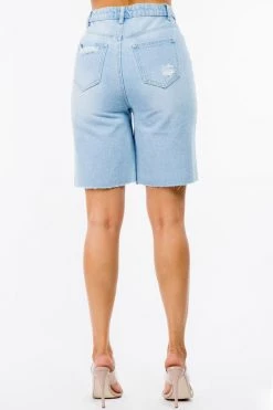 LOVE MODA NEW ARRIVALS High Waist Distressed Boyfriend Denim Shorts